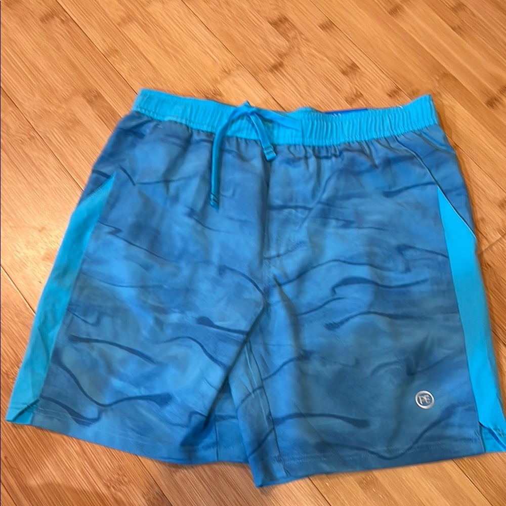 Blue Patterned Swim Shorts